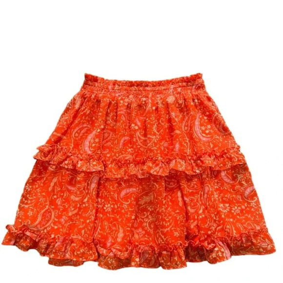Tiered Paisley Print A-Line Tiered Coordinating Mini Skirt XS - Picture 6 of 7